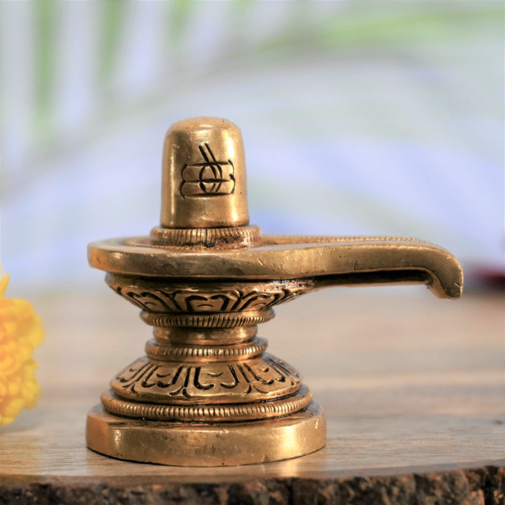Shivling for home puja brass shiva lingam with nangdi small size pooja –  Antiq Decor