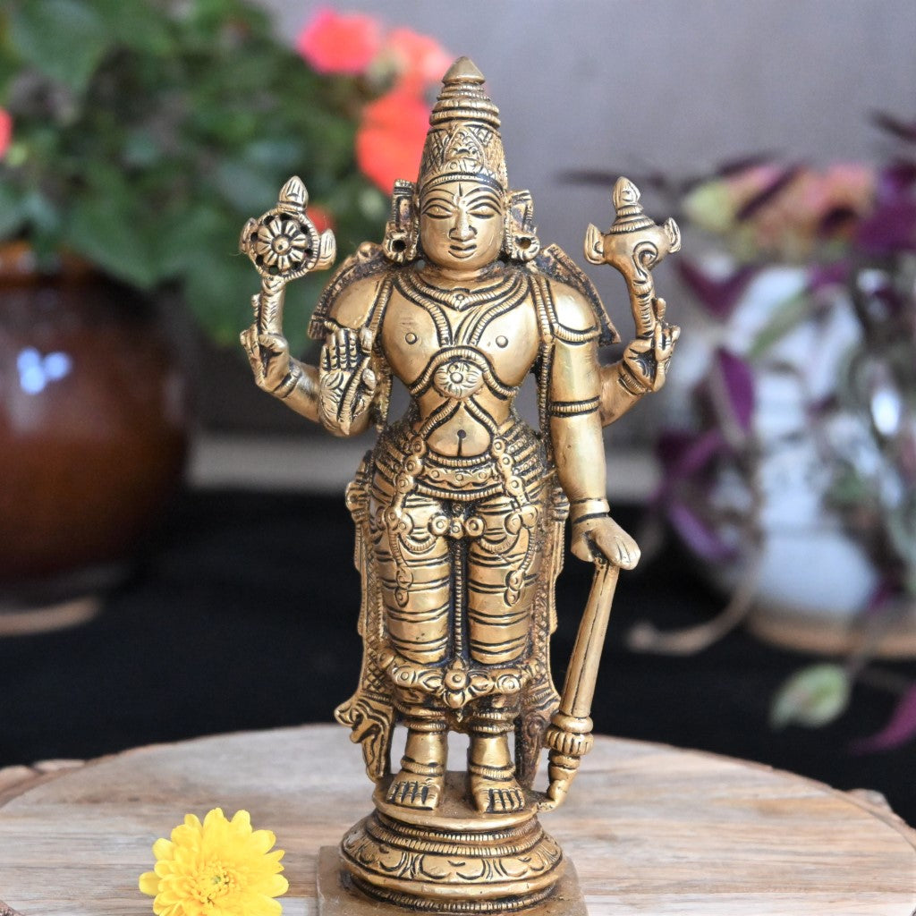 Vishnu murthi brass statue (6.5 Inch) vishnu idol for pooja home decor puja  standing murthy