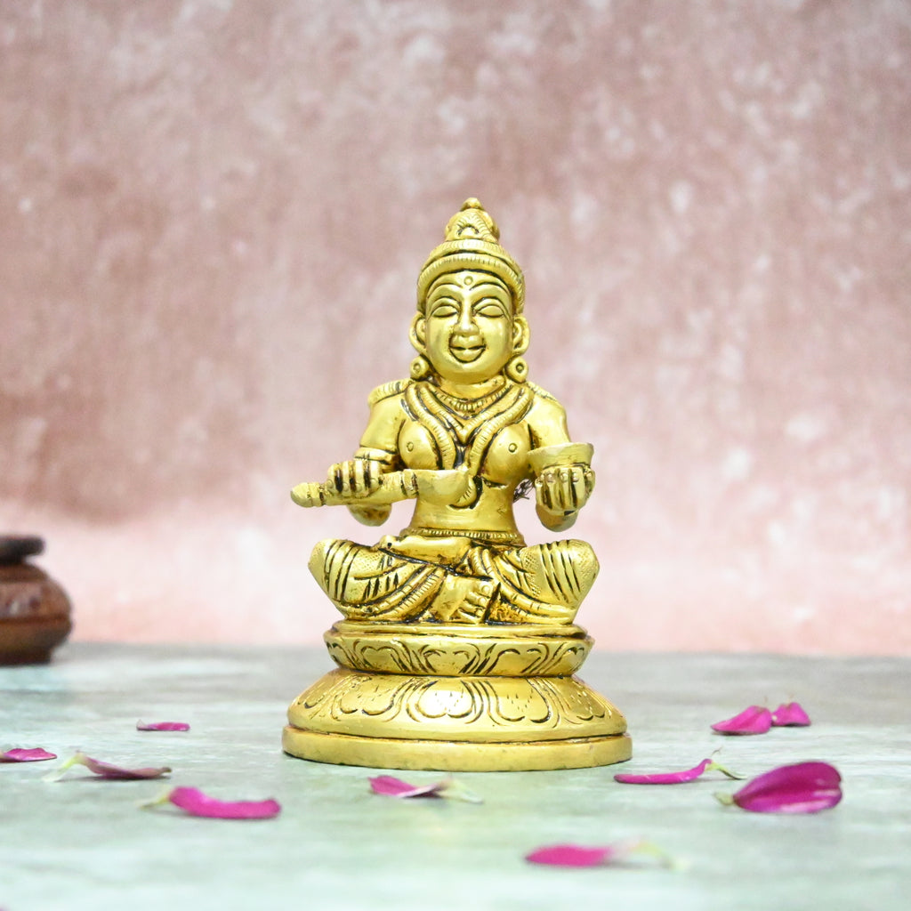 Annapurna devi murti (4 Inch) Brass annapurna devi idol small size annapoorani statue for Pooja room