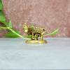 Brass Cow Calf Statue small size (2 Inch) Kamadhenu cow with calf idol small size murti for pooja mandir home decor