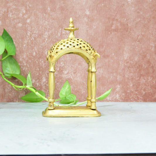 Brass Pooja Mandir for Home Temple Puja room Small size (7 Inch) for God Idols Statue Murti House Decor