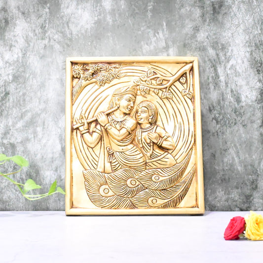 Brass Radha Krishna Wall Hanging Plate for Home Decor big size (11 Inch) Puja room Pooja Mandir Heavy House Entrance Showpiece