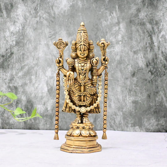 Brass Tirupati Balaji Idol Big size (11 Inch) Lord Venkateshwara Swamy Standing Statue Murti for pooja home decor