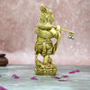 Bal krishna idol small size (5 Inch) Brass Balkrishna statue with flute (Baby Krishna) for pooja room home decor gift