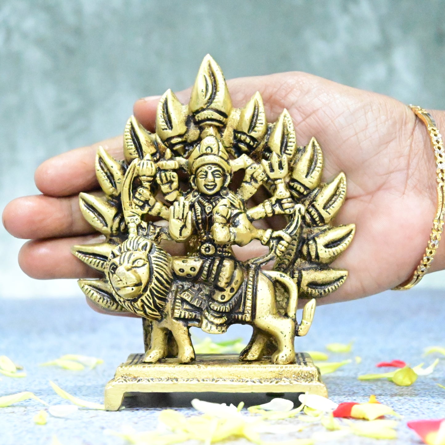 Brass Durga maa Idol small for Pooja home decor (4.5 Inch) Durga mata murti pital devi statue