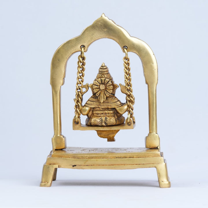 Brass Ganesh on Swing (Jhula) small size Swing ganesha brass statue showpiece for home decor