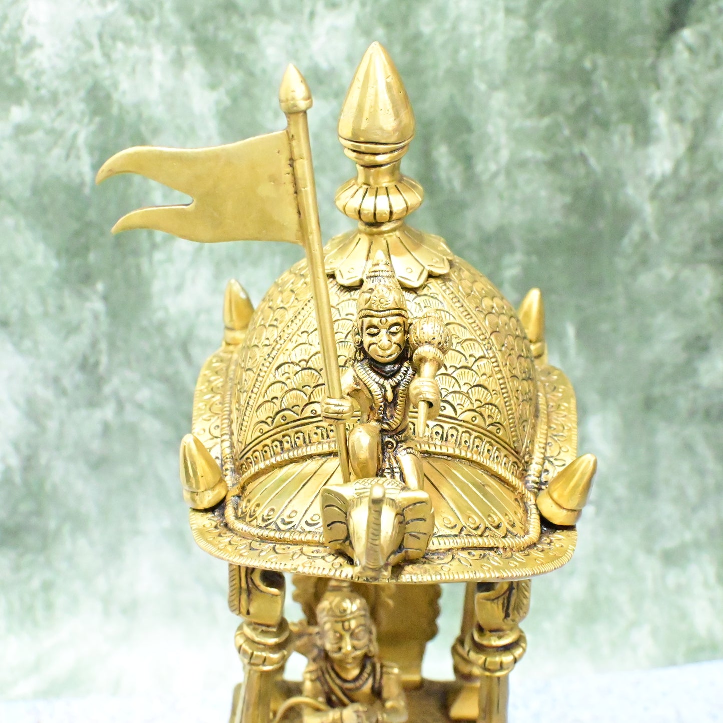 Brass Krishna arjun rath idol big size (16 Inch, 9.2 Kg) Brass Krishna arjuna rath statue chariot horses showpiece home decor