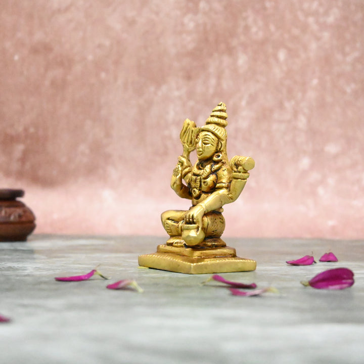 Brass Shiva Idol small size (3 Inch) Lord Shiva idol sitting for home decor car dashboard office desk puja gift