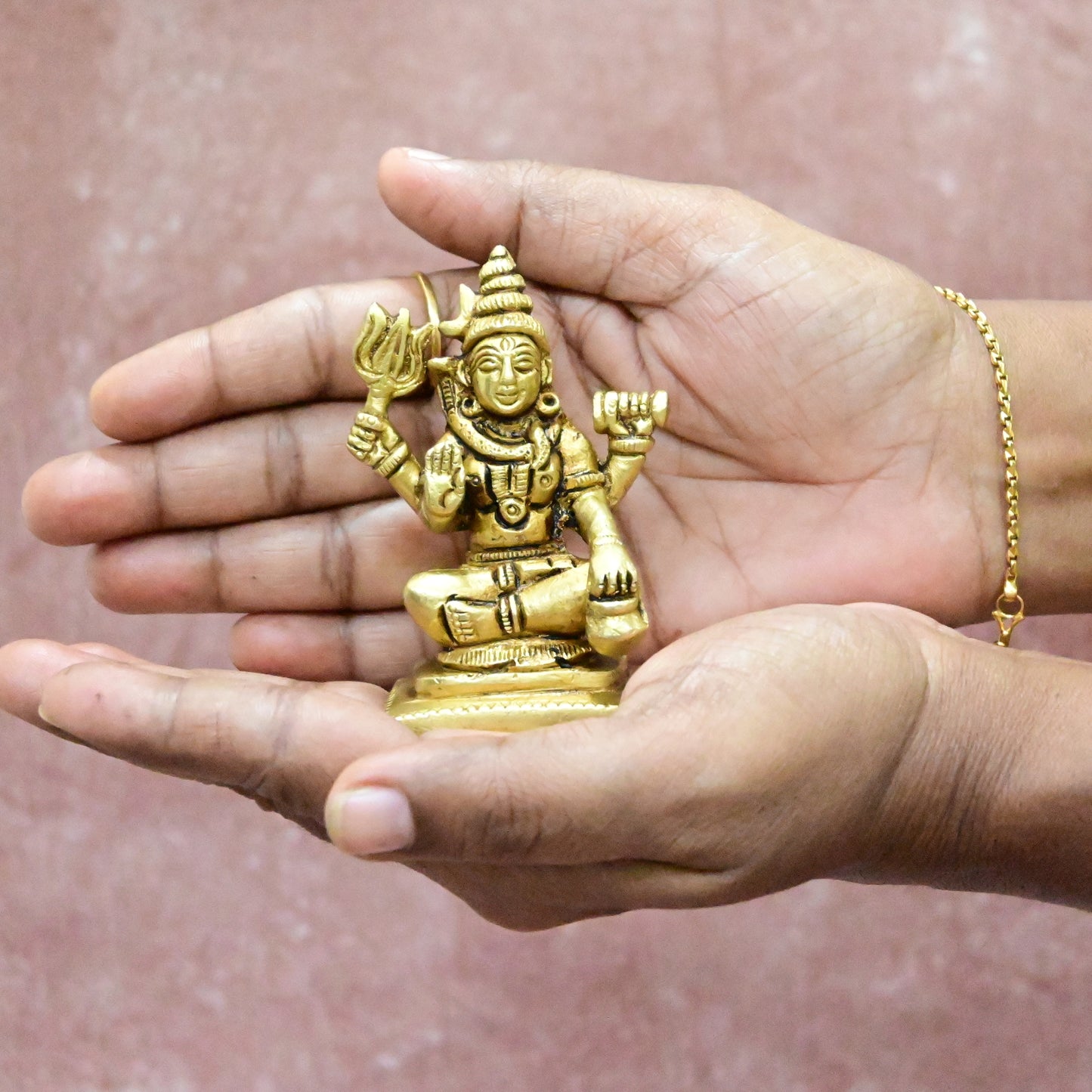 Brass Shiva Idol small size (3 Inch) Lord Shiva idol sitting for home decor car dashboard office desk puja gift