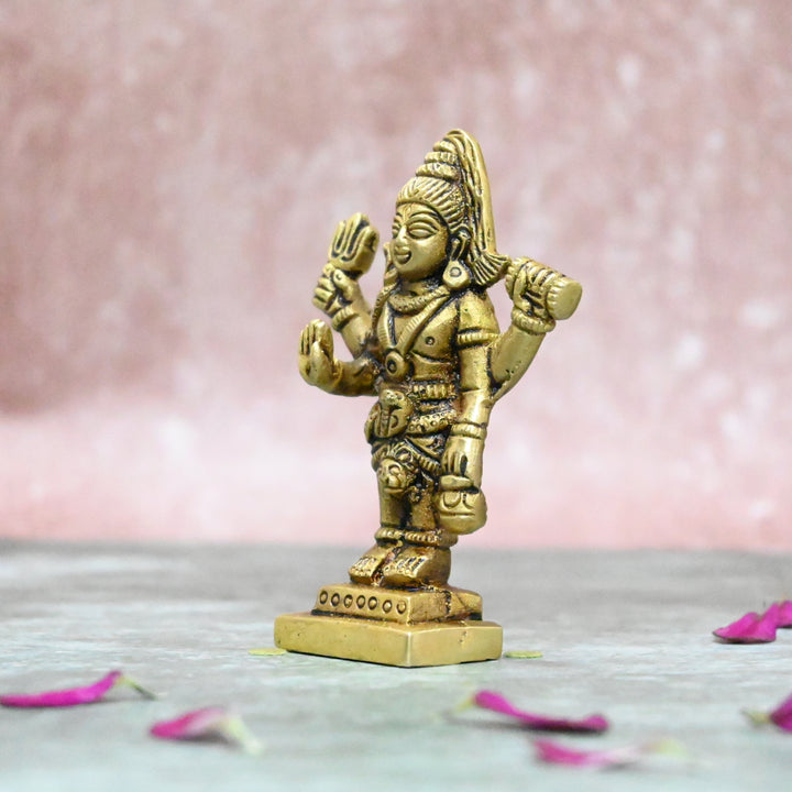 Brass Shiva Idol small size (3 Inch) Lord Shiva idol standing for home decor car dashboard office desk puja gift