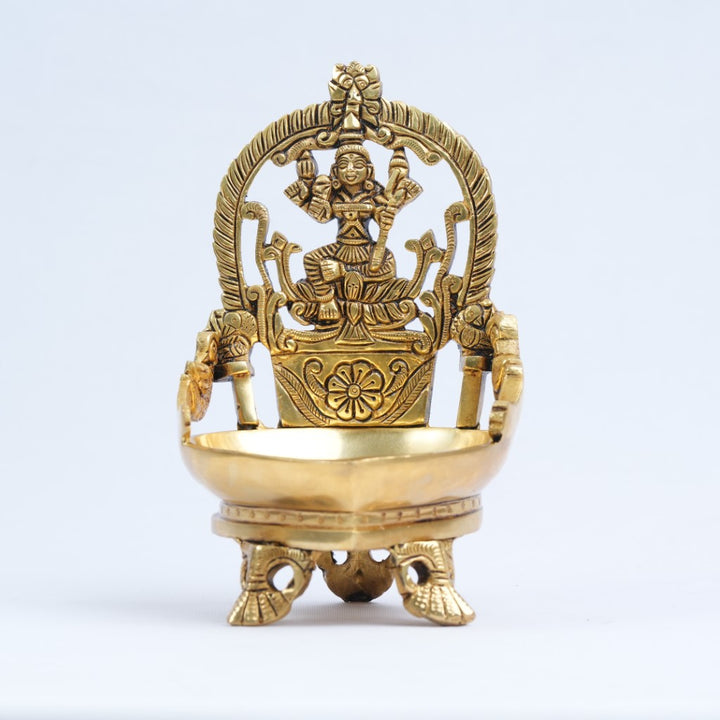 Brass diya puja (Small size) for home decor: Sri Raja Rajeshwari diya (Deepak, 1.3 Kg)