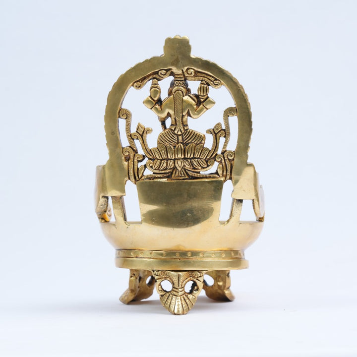 Brass diya puja (Small size) for home decor: Sri Raja Rajeshwari diya (Deepak, 1.3 Kg)