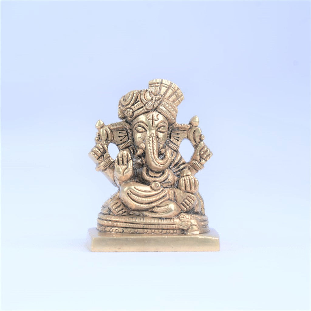 Brass ganpati idol (3.5", small) Brass ganesha statue for home decor puja room study table