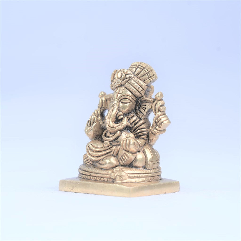 Brass ganpati idol (3.5", small) Brass ganesha statue for home decor puja room study table