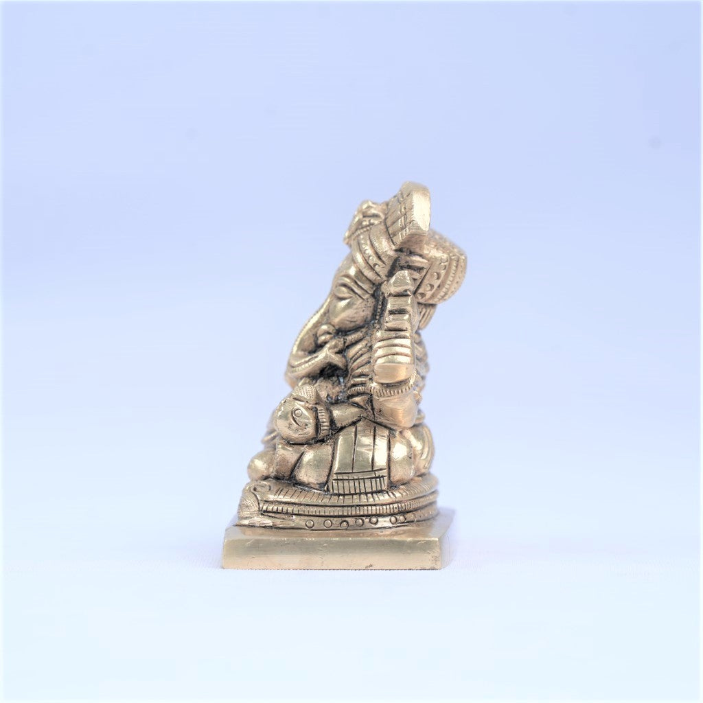 Brass ganpati idol (3.5", small) Brass ganesha statue for home decor puja room study table