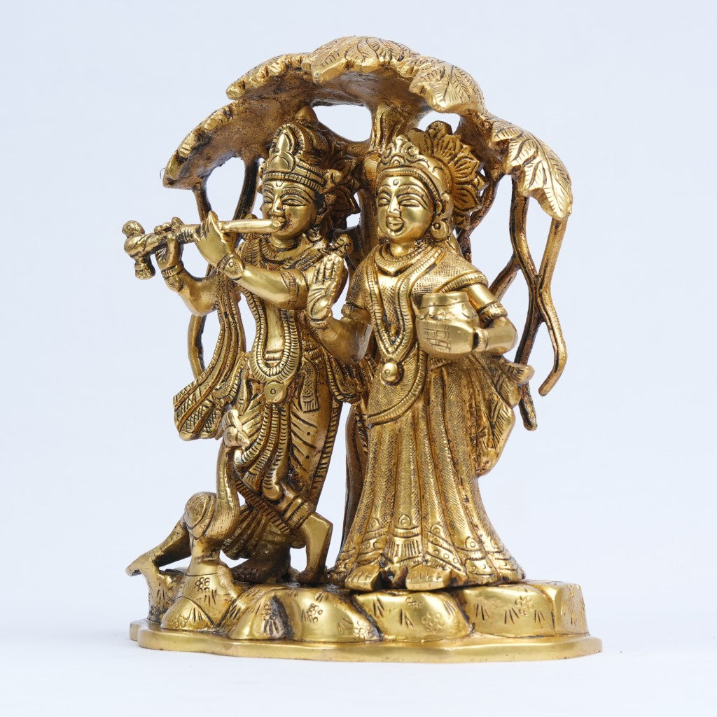 Brass radha krishna idol with tree big size (7.5 Inch, 2.5 kg) Radha krishna murti for gift home temple pooja