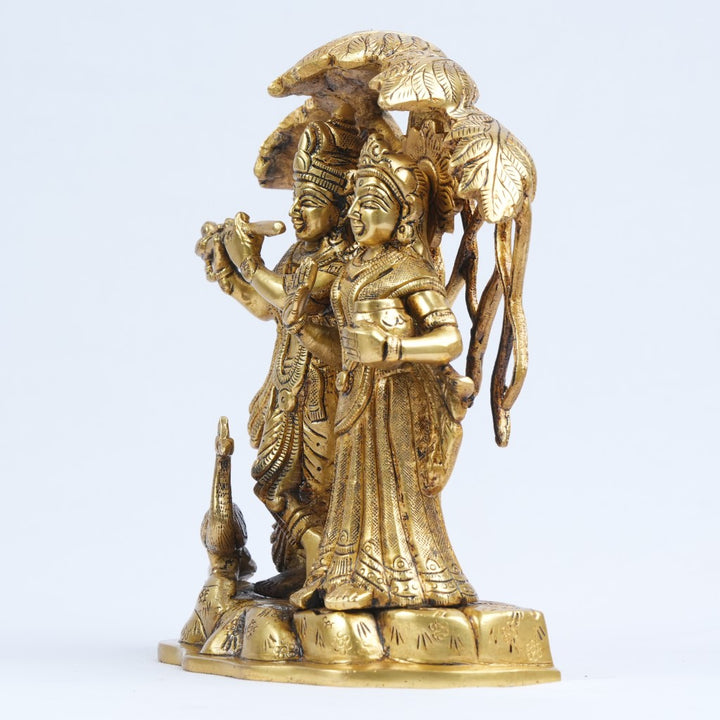 Brass radha krishna idol with tree big size (7.5 Inch, 2.5 kg) Radha krishna murti for gift home temple pooja