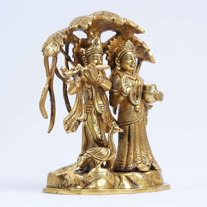 Brass radha krishna idol with tree big size (7.5 Inch, 2.5 kg) Radha krishna murti for gift home temple pooja