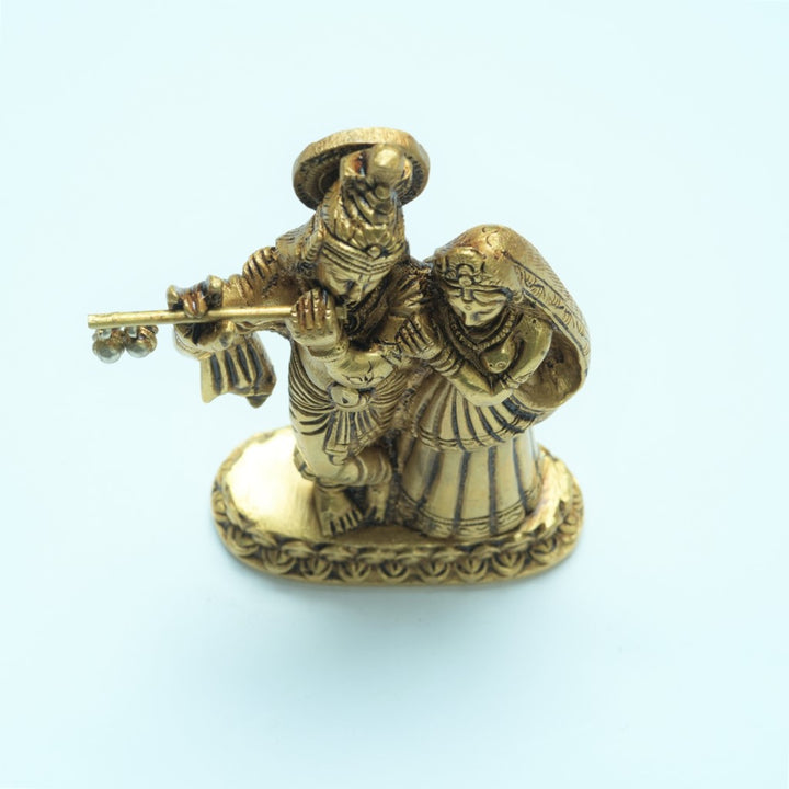 Brass radha krishna murti small size (6 inch, 0.9 kg) radha krishna statue for puja home decor