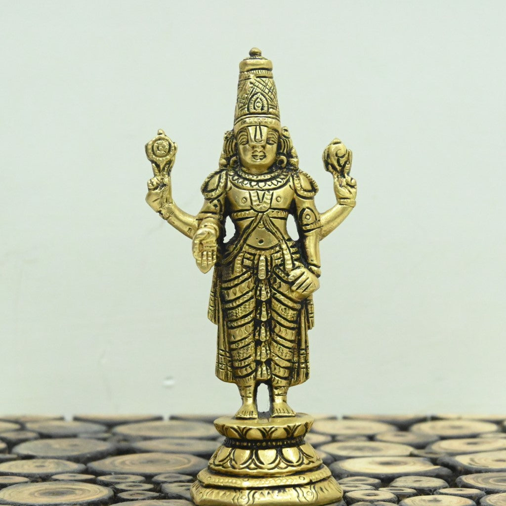 Brass tirupati balaji idol lord venkateswara swamy statue murti for puja home decor small size