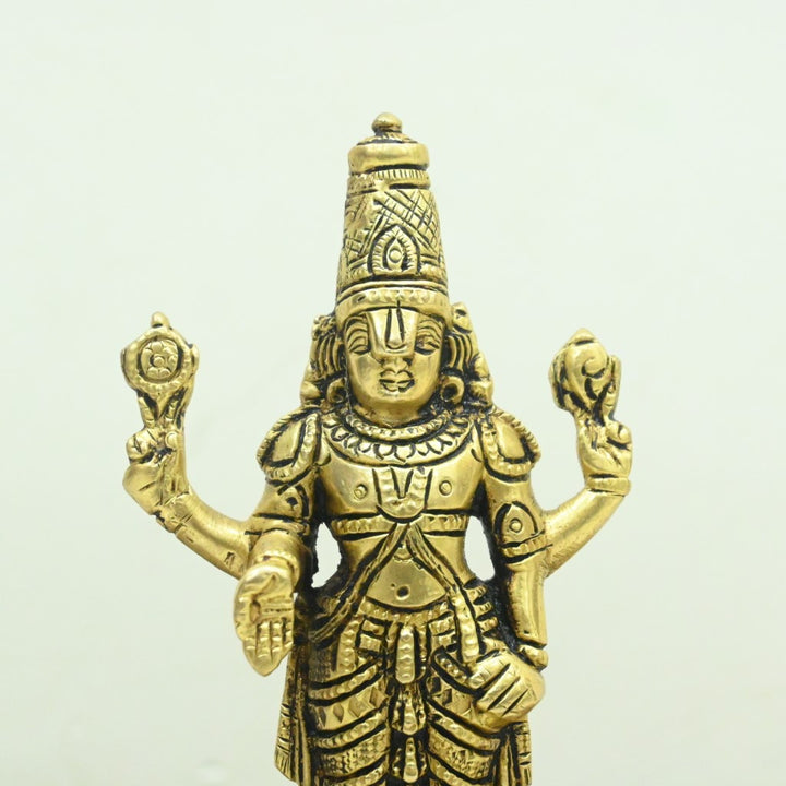 Brass tirupati balaji idol lord venkateswara swamy statue murti for puja home decor small size