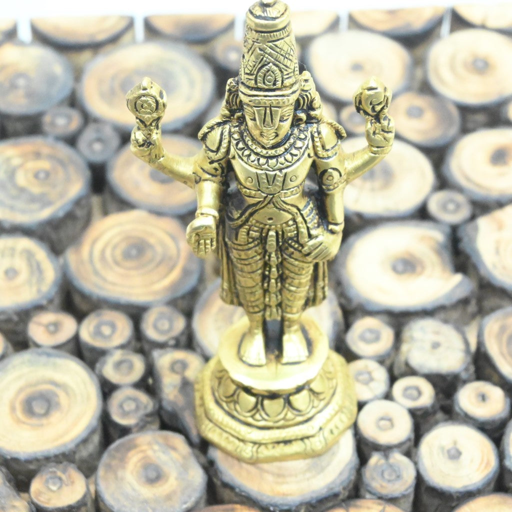 Brass tirupati balaji idol lord venkateswara swamy statue murti for puja home decor small size