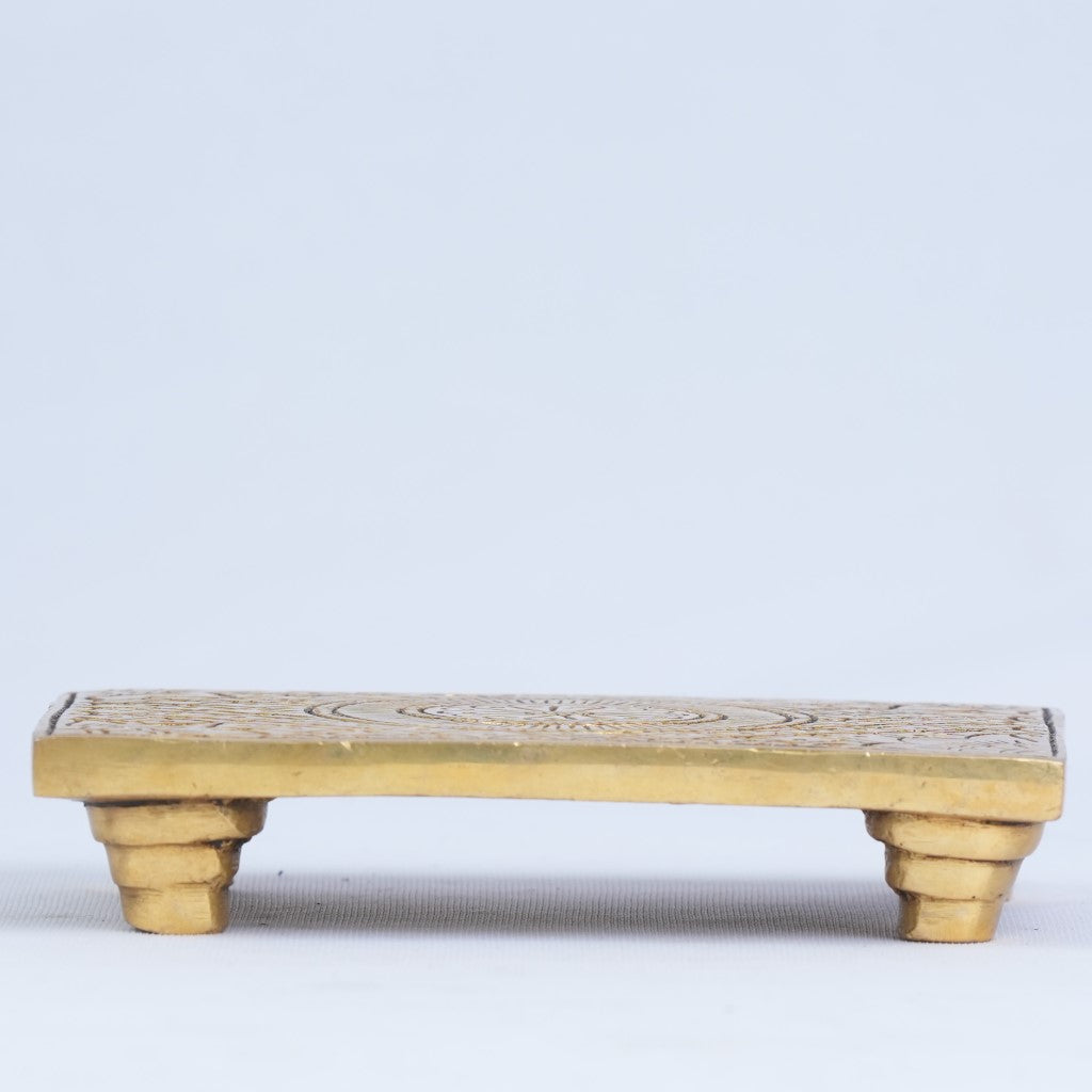 Chowki for pooja (3 x 5 Inch) Brass chowki stool for puja mandir home temple