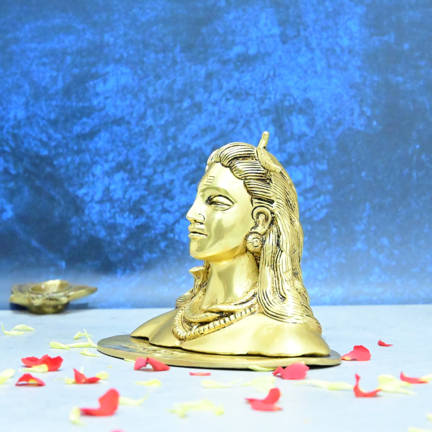 Adiyogi Shiva Brass Statue (1.1 Kg) Lord Shiv Idol Murti for Puja Home Temple Décor Pooja Mandir Living Room TV Unit Decorative Showpiece