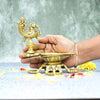 Brass Annapakshi Diya Small Size (5 Inch) Divine Swan Peacock Vilakku Oil lamp Diyas for Puja Home Temple Decor Pooja Mandir Items Articles Diwali Decorative