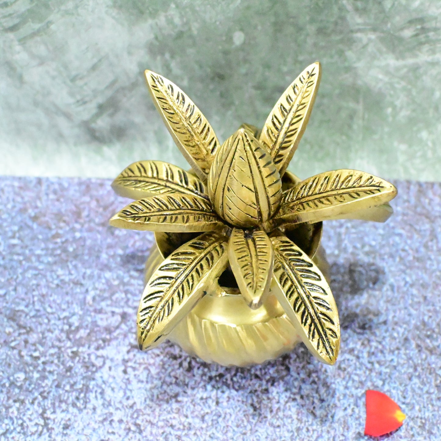 Brass Kalash for pooja (5 Inch) Colour Kalash decoration items with coconut showpiece