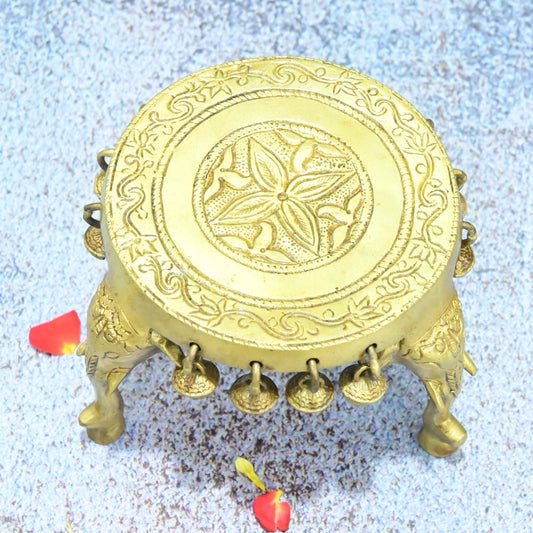 Chowki for puja brass small size (4 Inch) Brass chowki for idols pooja home decor