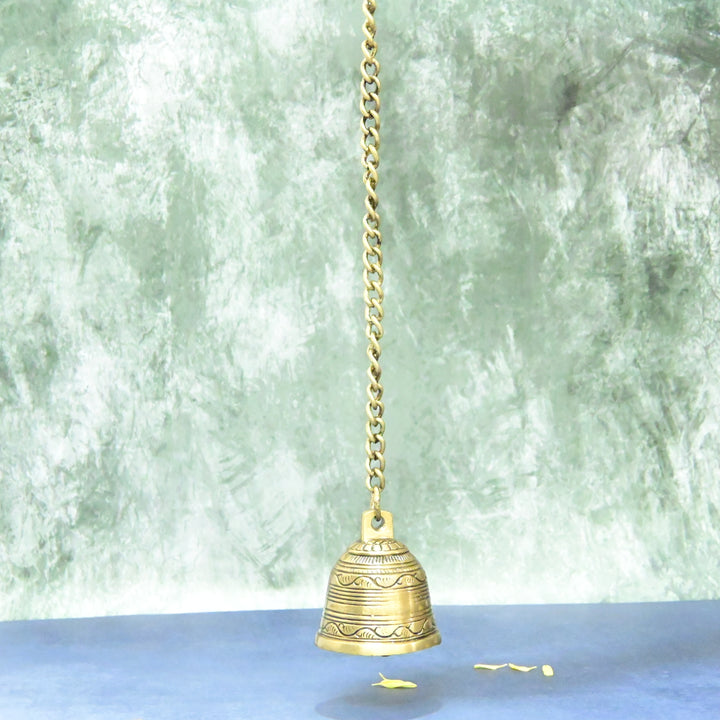 Brass Bells Wall Hanging Small Size for Pooja Mandir Room Home Temple (300 Grams) Bell House Decoration Living Room Decor Showpiece Main Entrance Door Garden