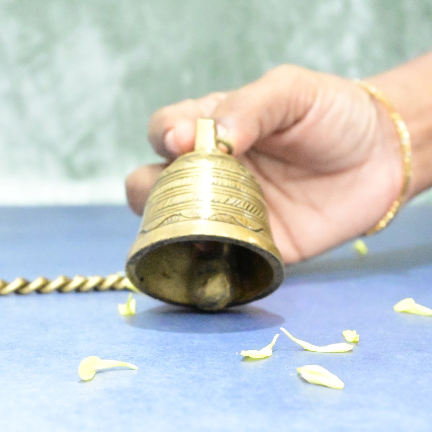 Brass Bell Wall Hanging Small Size for Pooja Mandir Room Home Temple (430 Grams) Bells House Decoration Living Room Decor Showpiece Main Entrance Door Garden