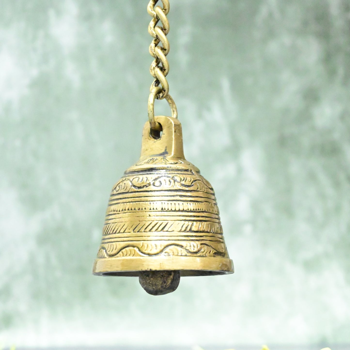 Brass Bell Wall Hanging Small Size for Pooja Mandir Room Home Temple (430 Grams) Bells House Decoration Living Room Decor Showpiece Main Entrance Door Garden