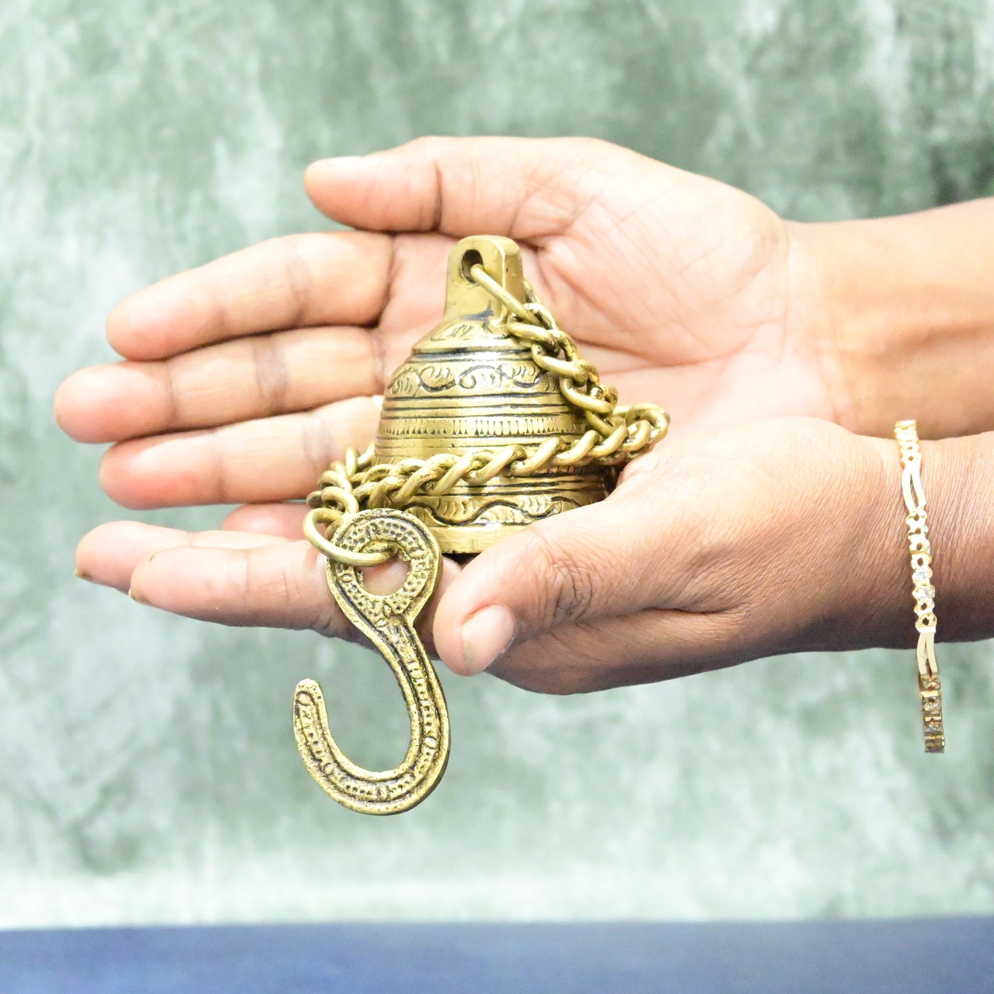 Brass Bell Wall Hanging Small Size for Pooja Mandir Room Home Temple (430 Grams) Bells House Decoration Living Room Decor Showpiece Main Entrance Door Garden