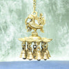 Peacock hanging diya brass (With 19 Inch Long Chain) Peacock diya with bell for puja home wall decor