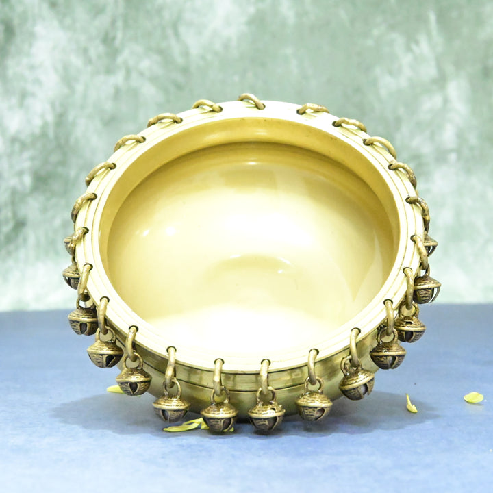 Brass Urli bowl for home decor puja (1.1 Kg) Plain brass urli small size for diwali decoration