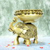 Brass Elephant Urli Bowl for Home Decor Big Size (Dia 6 Inch) Urli Stand House Entrance Living Room Floating Flowers Garden Decorative Showpiece Pot