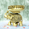 Brass Elephant Urli Bowl for Home Decor Big Size (Dia 6 Inch) Urli Stand House Entrance Living Room Floating Flowers Garden Decorative Showpiece Pot