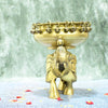 Brass Elephant Urli Bowl for Home Decor Big Size (Dia 6 Inch) Urli Stand House Entrance Living Room Floating Flowers Garden Decorative Showpiece Pot