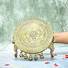 Chowki for puja brass mid size (4 Inch, 1.4 Kg) Brass chowki for idols pooja home decor