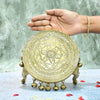 Chowki for puja brass mid size (4 Inch, 1.4 Kg) Brass chowki for idols pooja home decor