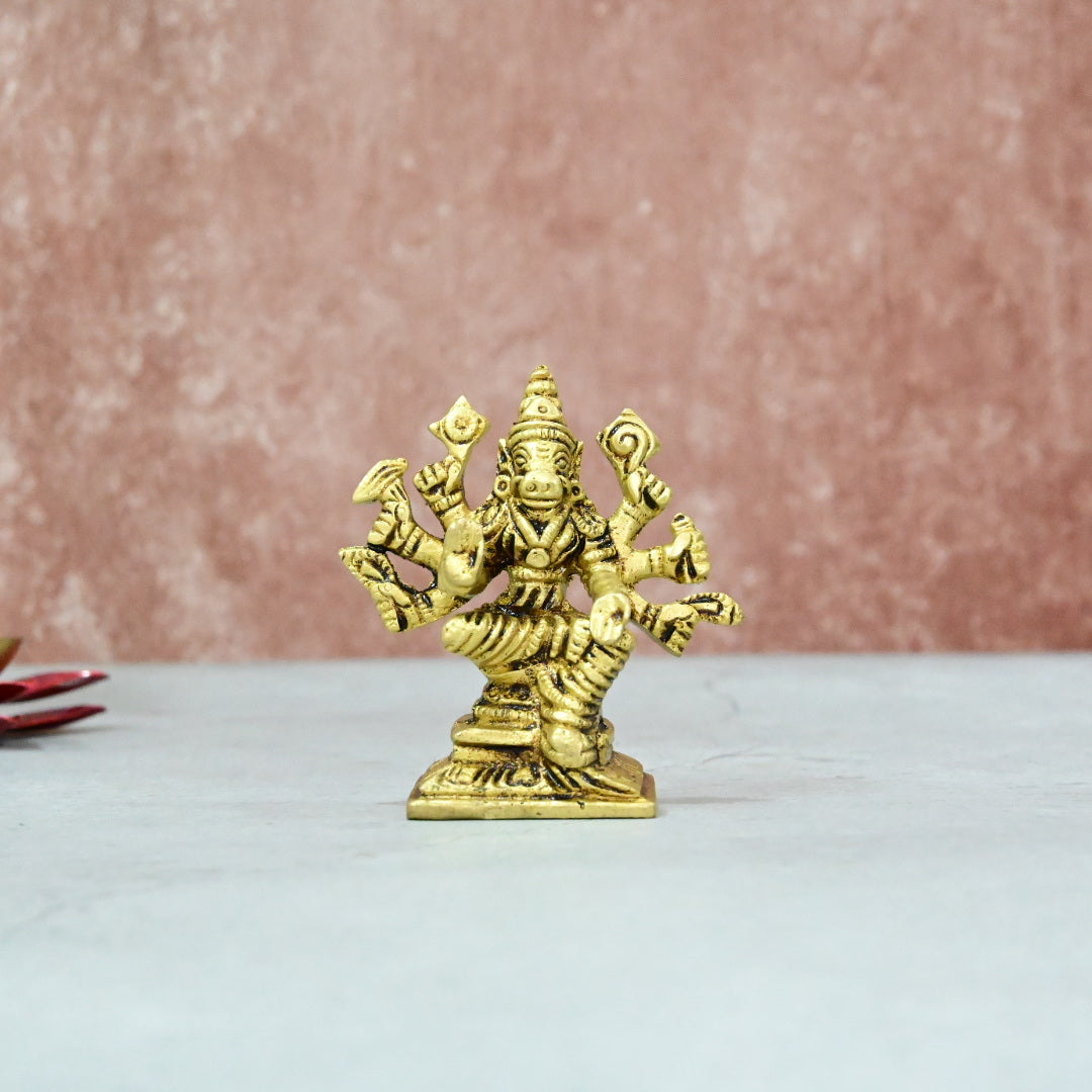 Brass Varaha Idol small size (4 Inch) Lakshmi Hayagreevar puja Murti, Hayagreeva Varaha Lakshmi Hayagrivar Statue Home Decor Pooja room