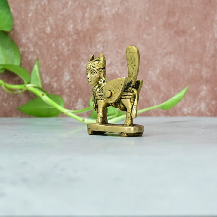 Brass Kamadhenu Idol Statue small size (3 Inch) Kamdhenu Cow Pooja mandir Vastu pital puja room home decor