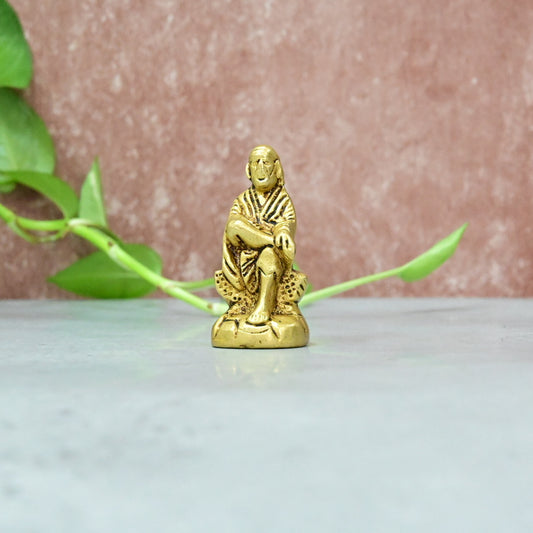 Brass Saibaba Idol for Pooja room Small size (3 Inch) Sai baba Murti Statue Puja Home Temple Decor