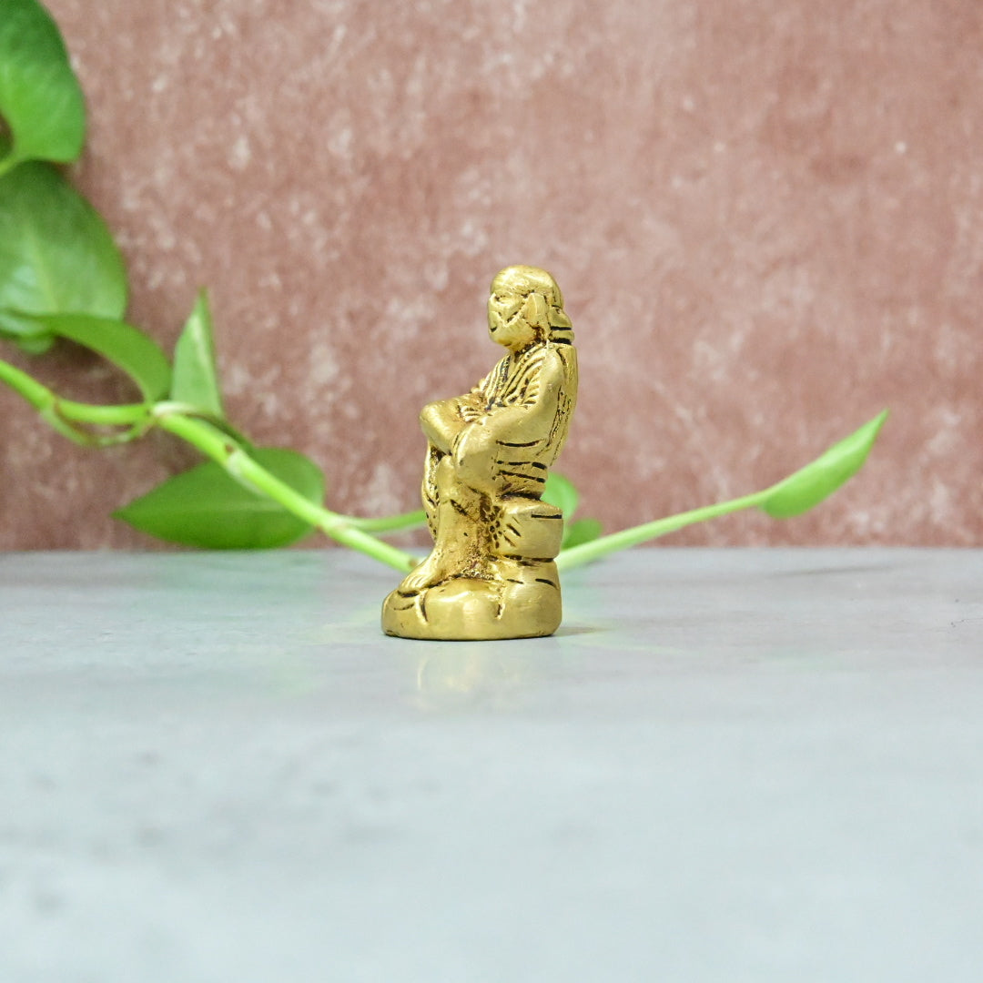 Brass Saibaba Idol for Pooja room Small size (3 Inch) Sai baba Murti Statue Puja Home Temple Decor