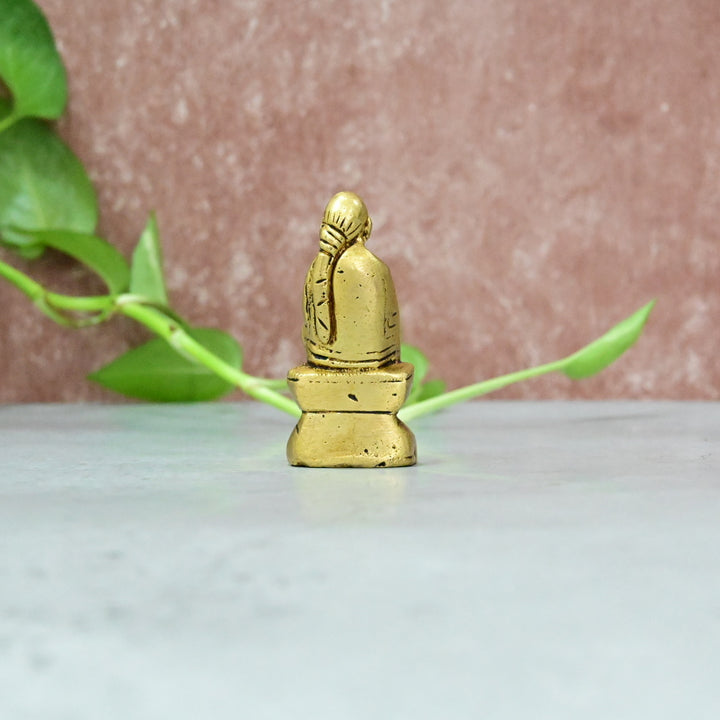 Brass Saibaba Idol for Pooja room Small size (3 Inch) Sai baba Murti Statue Puja Home Temple Decor