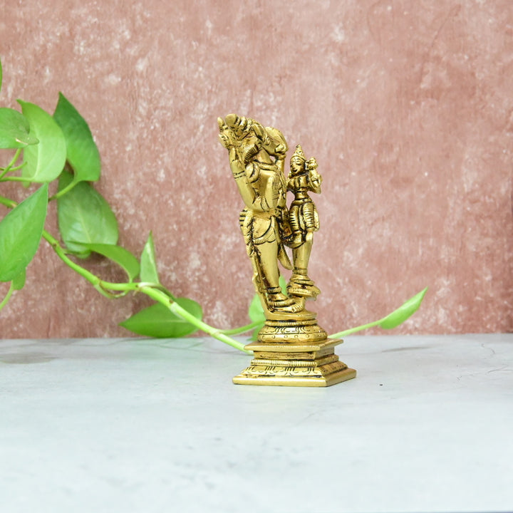 Lakshmi Hayagreevar Brass Idol Standing Big size (5 Inch) Lakshmi Hayagrivar Statue Laxmi Hayagriva Murti for Pooja Home Decor