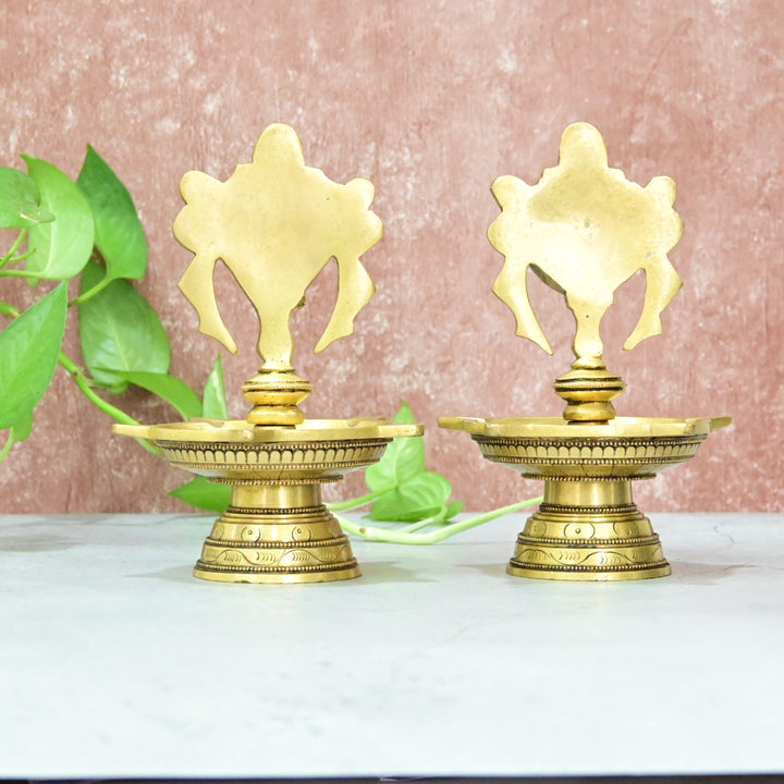 Brass Shankh Chakra Nama Diya Big size (1.5 Kg) Shanku Chakra Namam Deepam for Puja Pooja room Home House Deepalu