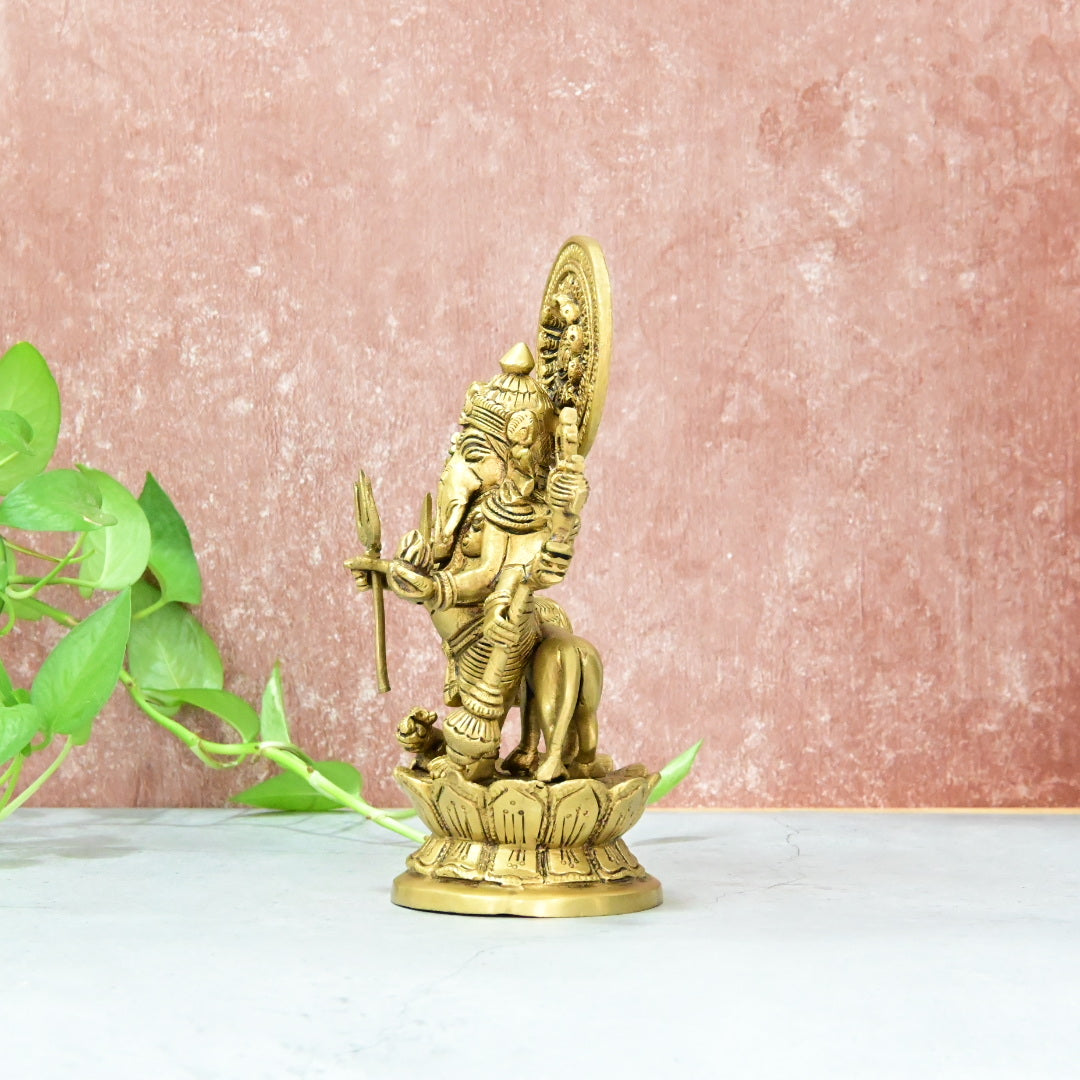 Drishti ganapathi idol (9") Brass Drishti ganesha for entrance to home door house